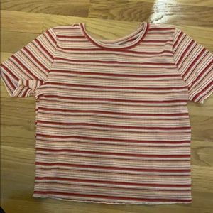 target striped tshirt with ruffle edges